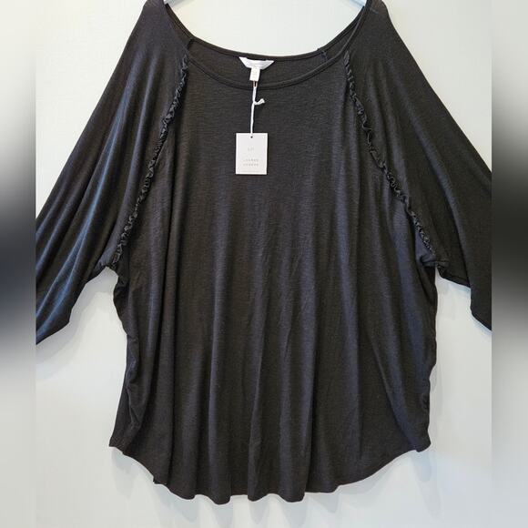 Lauren Conrad LC Women's Sweater Ribbed Ruffled Black Long Sleeve Size 3X - Picture 3 of 10